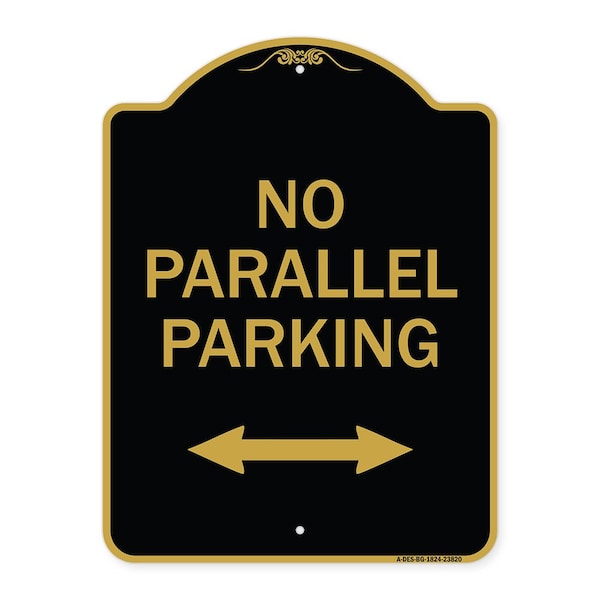 Signmission No Parallel Parking W/ Bidirectional Arrow, Black & Gold Aluminum Sign, 18" x 24", BG-1824-23820 A-DES-BG-1824-23820 - main
